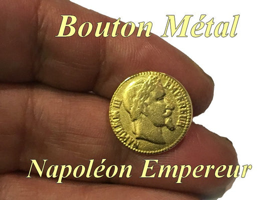 🟡 Bouton métal doré Napoléon Empereur – Taille 15 mm