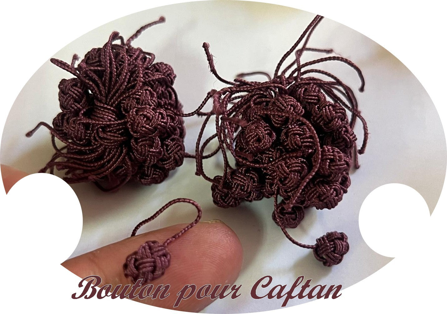 Button for Caftan and Jelabba in Bordeaux Wine Lees to Sew: Enhance your Traditional Style