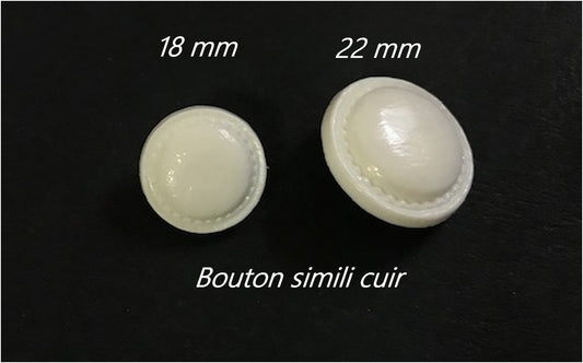 White Faux Leather Button in diameter 22 mm with Saddler Print to sew