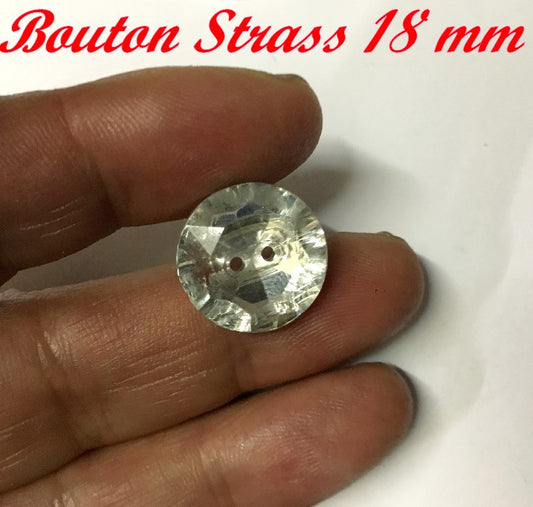Bouton Strass 2 Trous A Coudre En Taille 18 mm Pour Customisations Et Décorations.