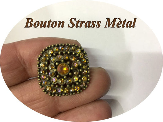 Bouton Strass Carré en T.20 mm x 6 Pièces