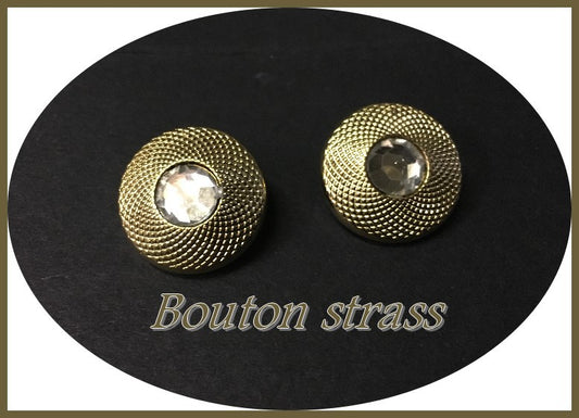 Bouton Strass Cerclé Doré En Taille 22 mm Couture