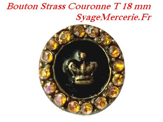 Bouton strass couronne Taille 18 mm x 6 pièces