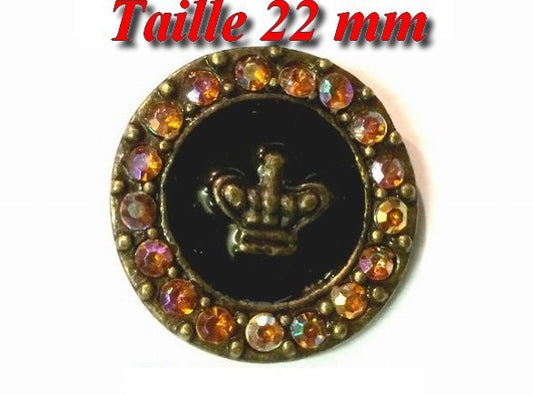 Bouton Strass Couture en 22 mm en motif couronne