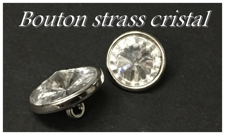 White Crystal Rhinestone Button Size 18 mm Faceted Silver Circle Sewing