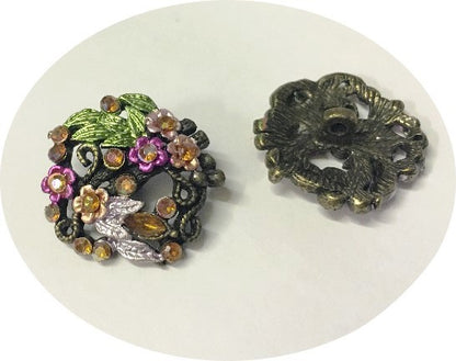 Bouton Strass Fleurs en Taille 22 mm à Coudre.