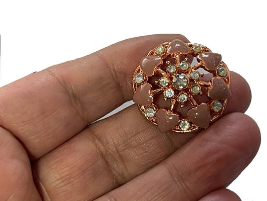 Bouton Strass Métal Haute Couture En  FOrme De Coeur Pour Vetements, Et Loisirs Créatifs