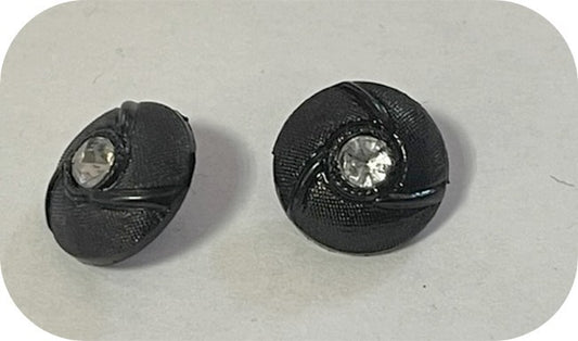Bouton Strass Noir Couture en 14 mm Pour Customisations et Décorations.