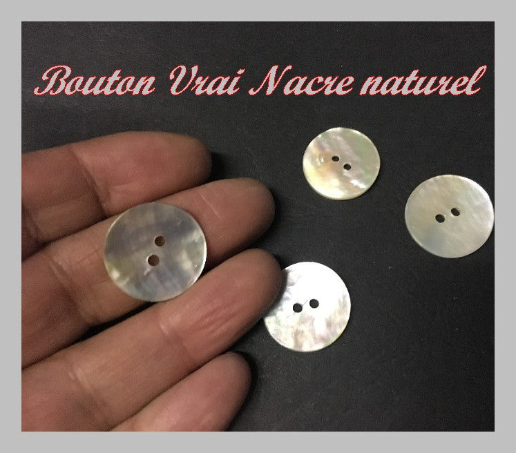 Real Pearl Button In 2 Holes Natural Color In Size 20 mm For Suits, Blouses And Jackets.