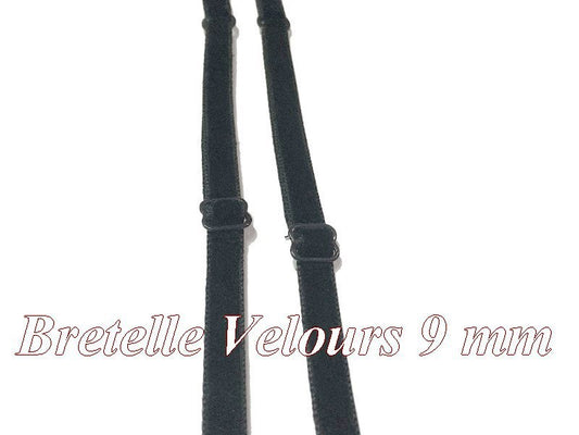 Bretelle  Soutien Gorge En Velours en 9 mm Noir Orné De Strass Pour Robes  Et Customisations.