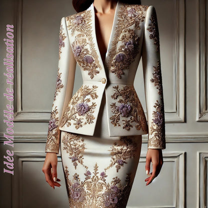 Brocade with Lilac and Gold Motifs: Elegance and Refinement
