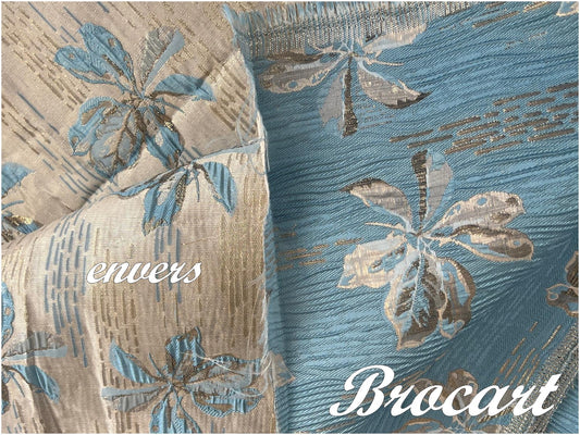 Brocart Bleu Ciel Au Mètre De Luxe, idéal Pour Robes, Tailleurs Et Caftans.