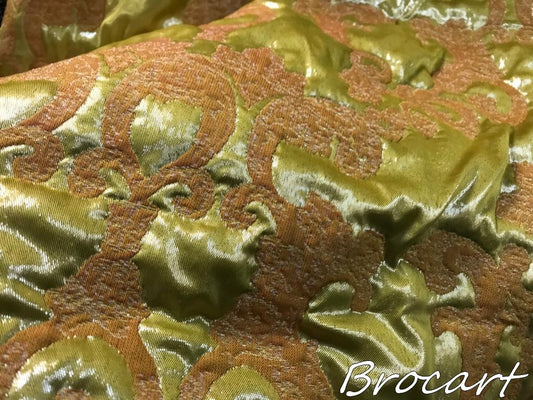 Brocart Jaune Floqué Doré haute Couture au mètre