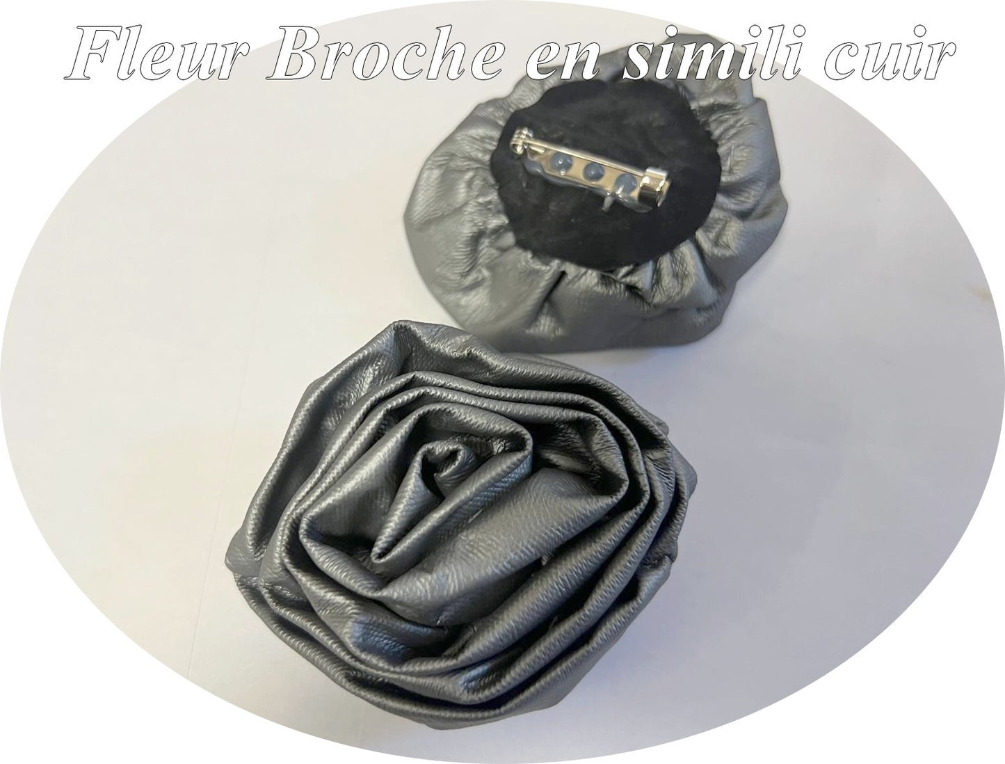 Metallic Faux Leather Flower Brooch – Chic and Elegant Fashion Accessory