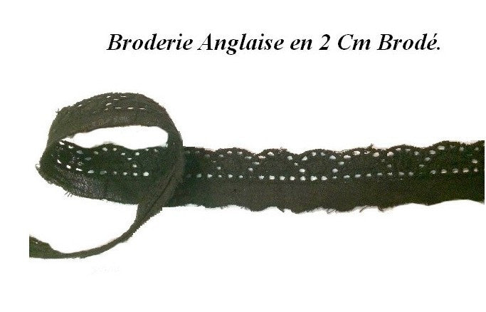 English Embroidery by the Meter Black in 2 cm