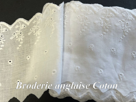 White English Embroidery 12 cm – 100% Cotton | High Quality Lace Fabric