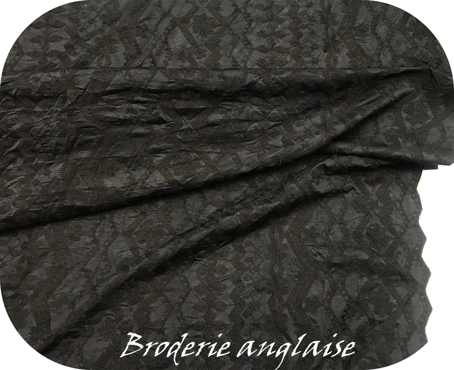 Black Embroidered English Embroidery Cotton Fabric By The Meter In Large Width