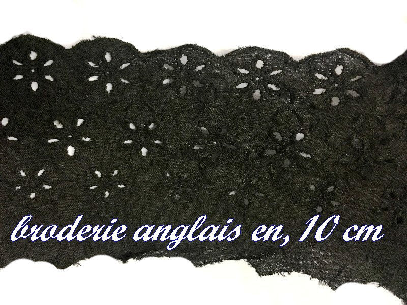 English Embroidery Cotton by the Meter in 10 cm Black.