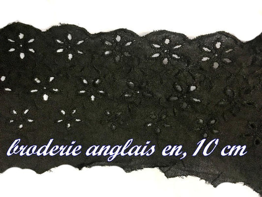 English Embroidery Cotton by the Meter in 10 cm Black.