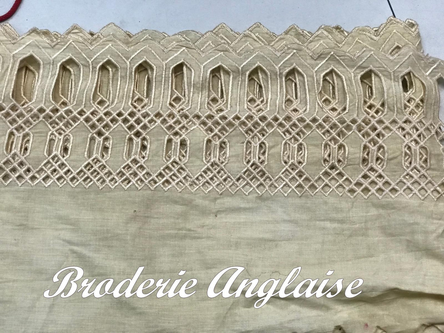 English Embroidery Cotton by the Meter in 22 cm Beige to Sew.