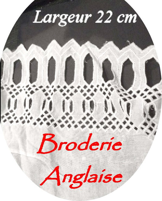 English Embroidery Cotton by the Meter in 22 cm White to Sew.