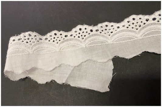 English Embroidery Cotton by the Meter in 4 cm White to Sew.