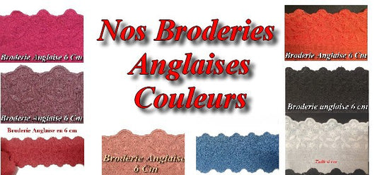 English Embroidery Cotton by the Meter in 6 cm with Choice of Colors to Sew.