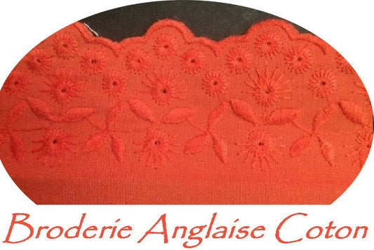 English Embroidery Cotton by the Meter in 6 cm Coral Color