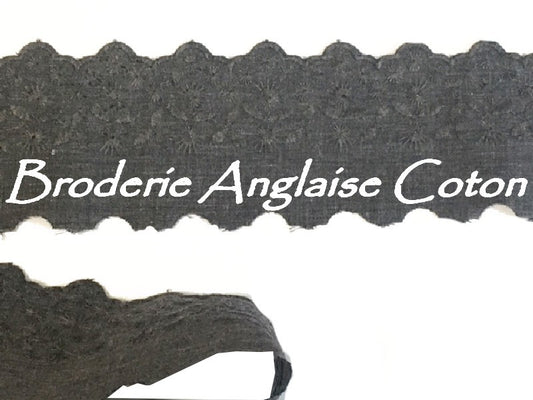 English Embroidery Cotton by the Meter in 6 cm Grey to Sew.