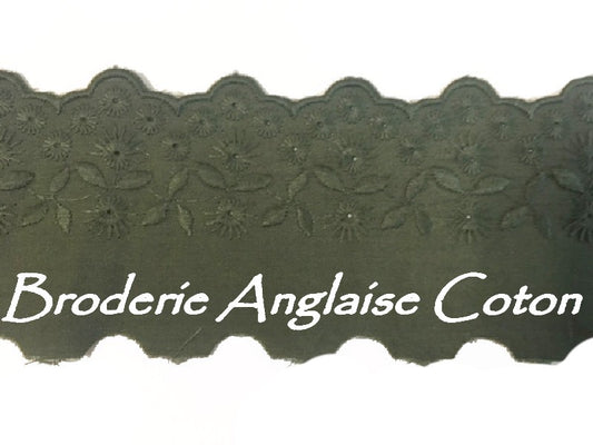 English Embroidery Cotton by the Meter in 6 cm Khaki to Sew.