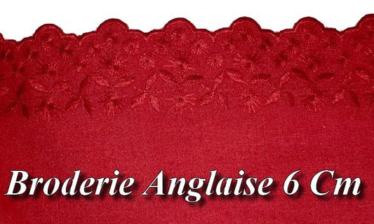 English Embroidery Cotton by the Meter in 6 cm Red to Sew.