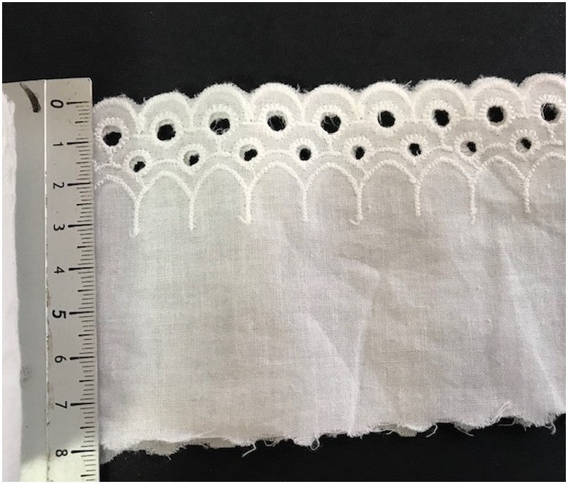 English Embroidery Cotton by the Meter in 8 cm White