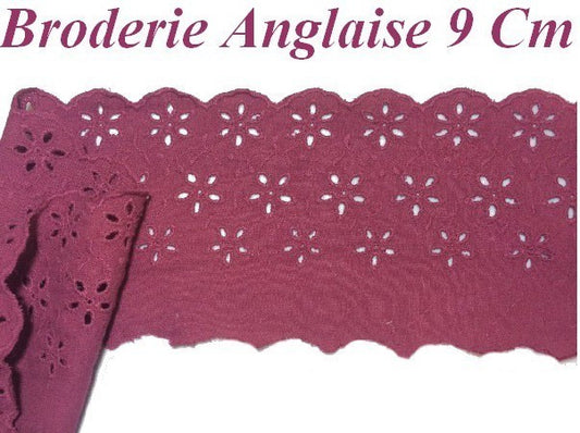 English Embroidery Cotton by the Meter in 9 cm Bordeaux Wine Lees to Sew