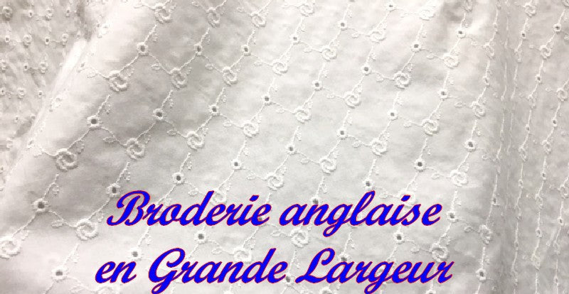 English Embroidery Cotton Fabric by the Meter in Large Width White