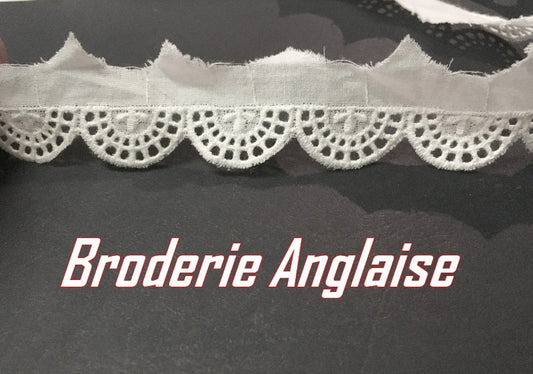 2.5cm English Embroidery by the Meter Ivory Scalloped Semi-Circle Sewing for Creative Hobbies.