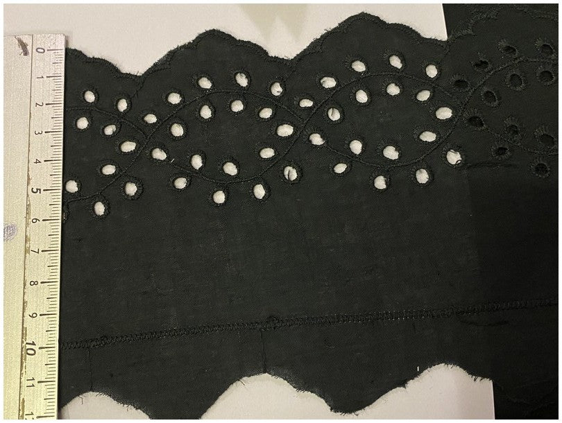 Black English Embroidery in 10 cm Cotton by the Meter