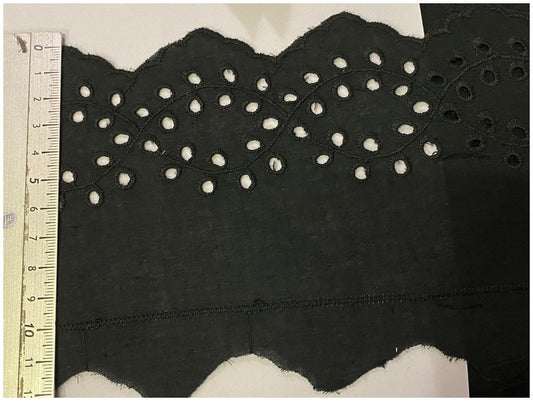 Black English Embroidery in 10 cm Cotton by the Meter