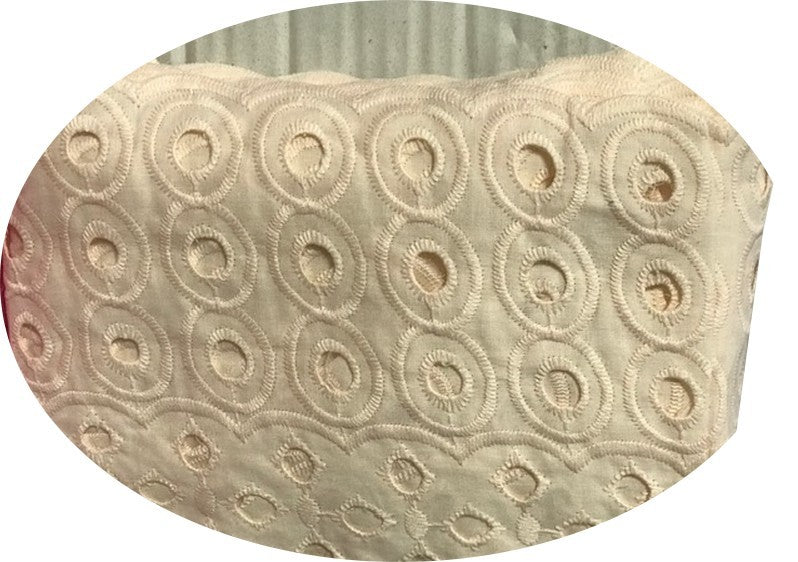 Salmon English Embroidery in Openwork Cotton Fabric by the Meter in Large Width