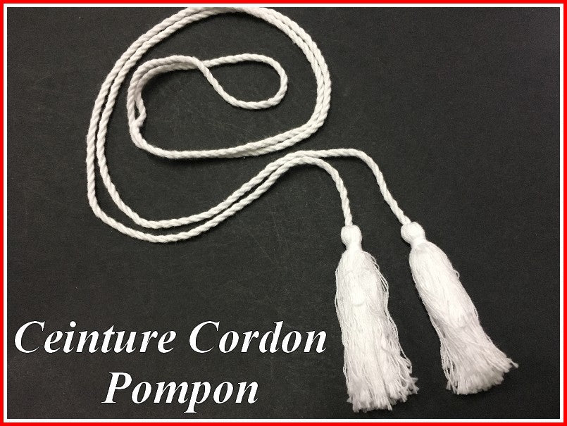 White Braided Cord Belt with Tassels 140cm Long for Clothing Decorations and Customizations