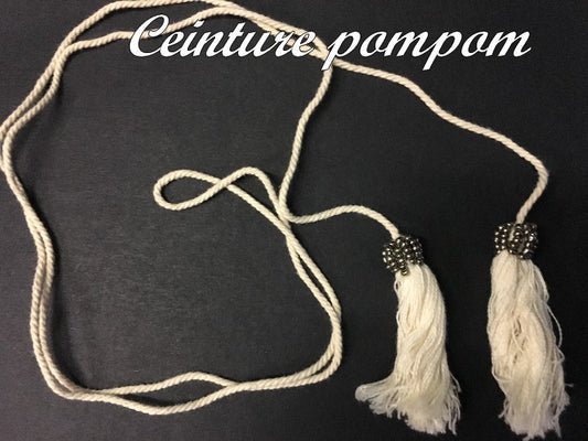Ecru Braided Cord Belt with Tassels 135 cm Long for Clothing Decorations and Customizations