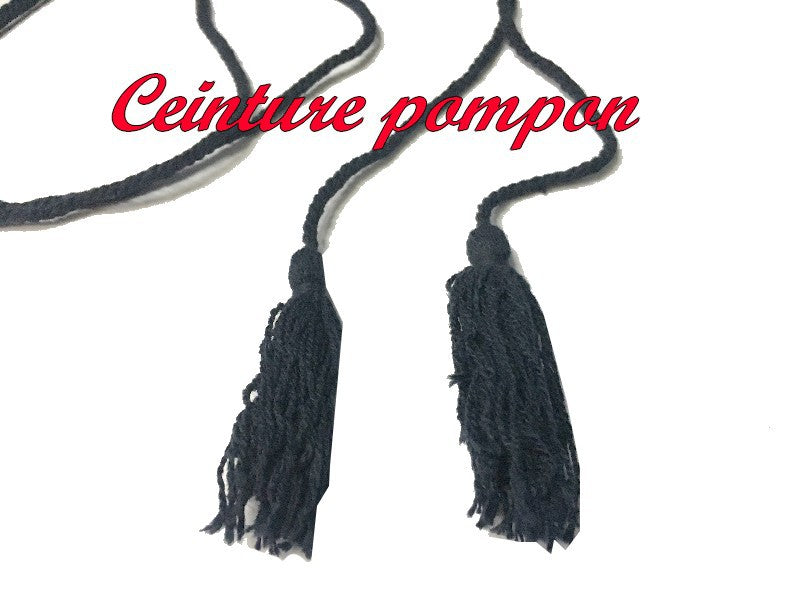 Navy Blue Braided Cord Belt with Tassels 125cm Length for Clothing Decorations and Customizations