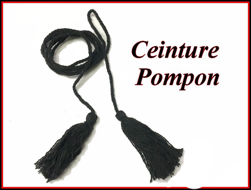 Black Braided Cord Belt with Tassels 140cm Long for Clothing Decorations and Customizations