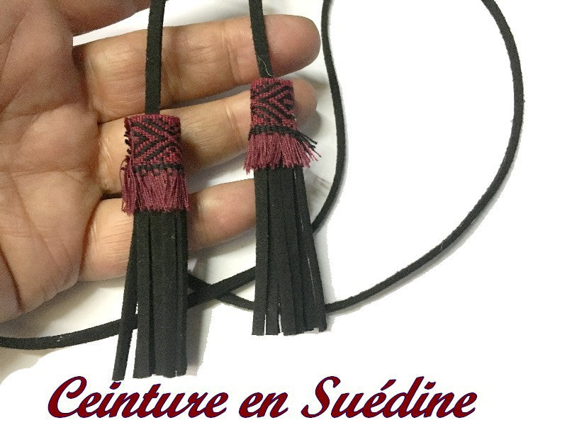 Black Suede Lace Belt with Suede Tassels 150cm Long for Clothing Decorations and Customizations