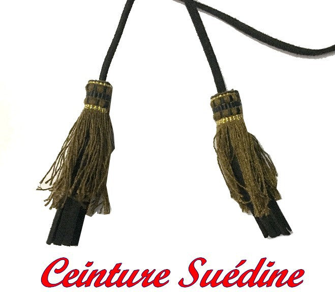 Black Suede Lace Belt with Suede Tassels Fringe 150cm Length for Clothing Decorations and Customizations