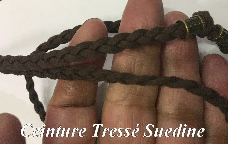 Chocolate Brown Suede Braided Belt with Pompoms for Clothing Decorations and Customizations