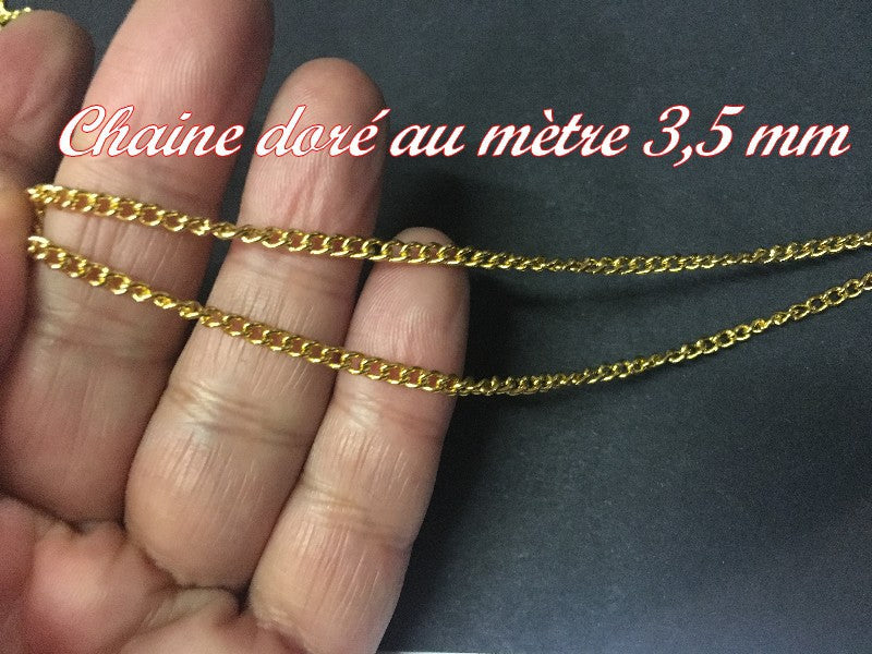 Chainette Doré Au Mètre En 3,5 mm  Pour Lingerie et Customisations.
