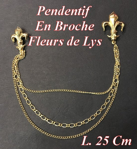 Pendant Chain, Double Gold Fleur-de-Lys