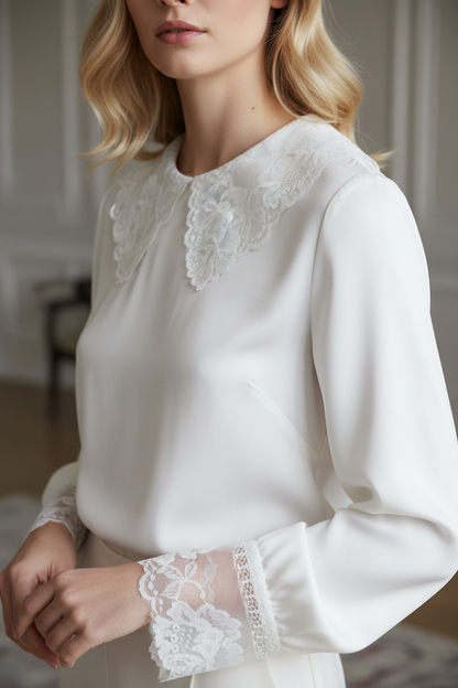 Dentelle Blanche 9cm sur Résille - Robe de Mariage et Cérémonie