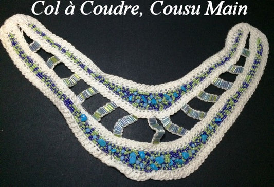 Turquoise and sea green pearl sew-on collar