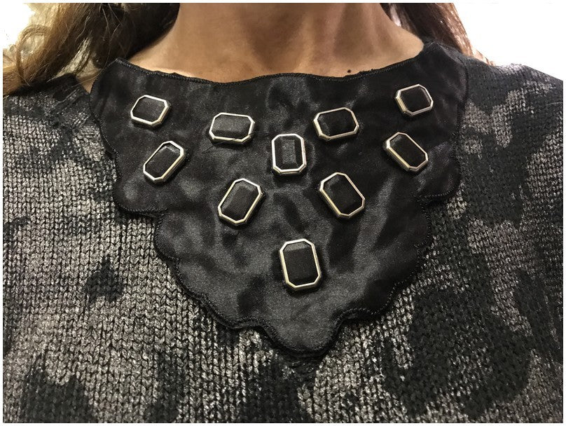 Black Satin Sew-On Applique Collar